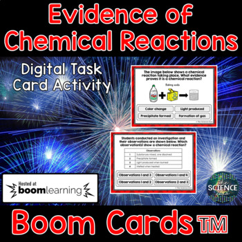 Preview of Evidence of Chemical Reactions Task Cards - Distance Learning Digital Boom Cards