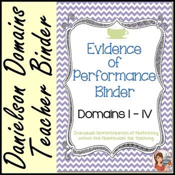 Preview of Danielson Evidence of Performance Binder (Cafe Chevron)