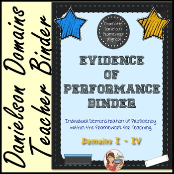 Preview of Danielson Evidence of Performance Binder (Chalkboard)