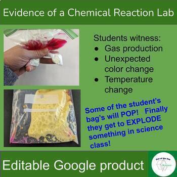Preview of Evidence of a Chemical Reaction Lab - Temp change, color change, gas produced