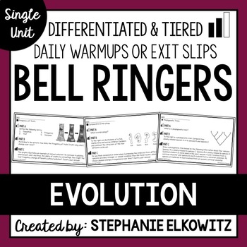Preview of Evolution and Natural Selection Bell Ringers | Printable & Digital
