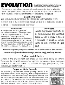 Preview of Evolution Cheat Sheet