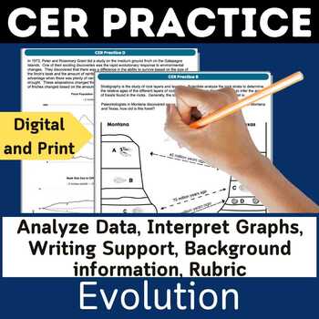 Preview of Claim Evidence Reasoning Practice Evidence of Evolution worksheet CER Activity