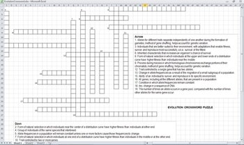 Preview of Evolution Crossword Puzzle (electronically fillable & printable)