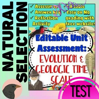 Preview of Evolution & Natural Selection Editable Test Quiz Assessment