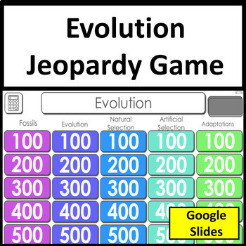 Preview of Evolution Science Review and NGSS Test Prep Jeopardy Style Game 