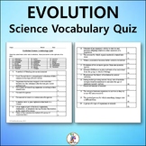 Evolution Science Vocabulary Quiz - Editable Worksheet