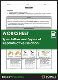 Worksheet - Evolution - Speciation & Reproductive Isolatio