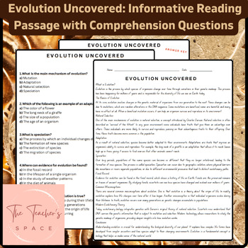 Preview of Evolution Uncovered: Informative Reading Passage with Comprehension Questions