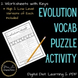 Evolution Vocabulary Puzzle Activity-2 worksheets (PDF & D