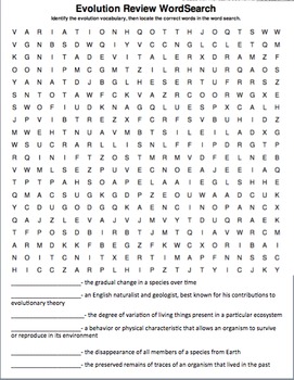 Evolution Word Search and Crossword Puzzle by Brighteyed for Science