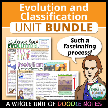 Preview of Evolution UNIT Doodle Notes Review Activity - Natural Selection, Evidence