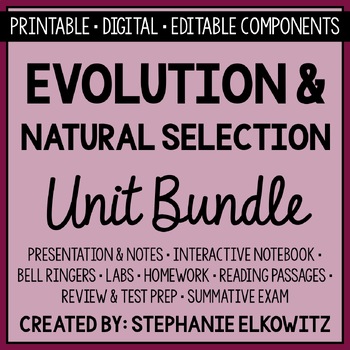 Preview of Evolution & Natural Selection Unit | Printable, Digital & Editable Components