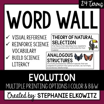 Preview of Evolution and Natural Selection Word Wall | Science Vocabulary