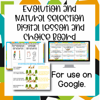 Preview of Evolution by Natural Selection Digital Lesson & Choice Board | Distance Learning