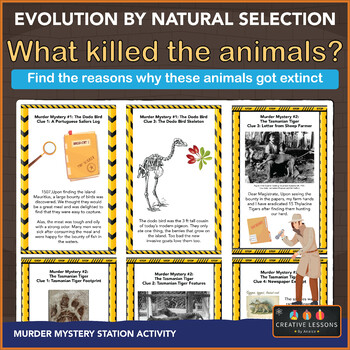 Preview of Evolution by Natural Selection Murder Mystery Station Activity | Fun Activity