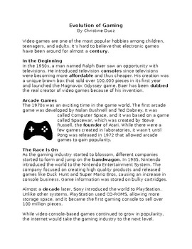 Preview of Evolution of Gaming Informational Text Set