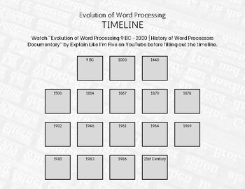 Preview of Evolution of Word Processing Timeline Worksheet