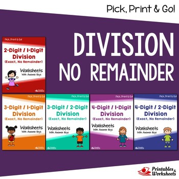 long division worksheets no remainder teaching resources tpt