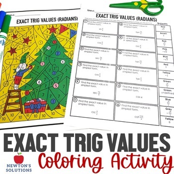 Preview of Exact Trig Values Radians Color by Number Christmas Activity