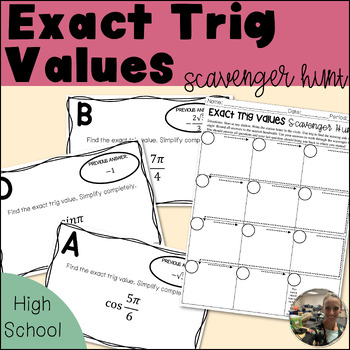 Preview of Exact Trig Values Scavenger Hunt Activity (Unit Circle Trig Recall)
