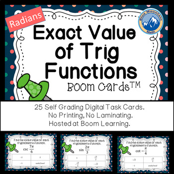 Preview of Exact Value of Trig Functions in Radians Boom Cards--Digital Task Cards