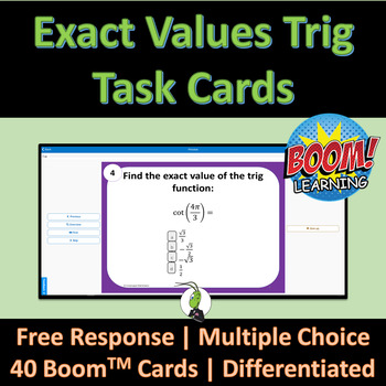 Preview of Exact Values Trig Practice Unit Circle Boom Task Cards
