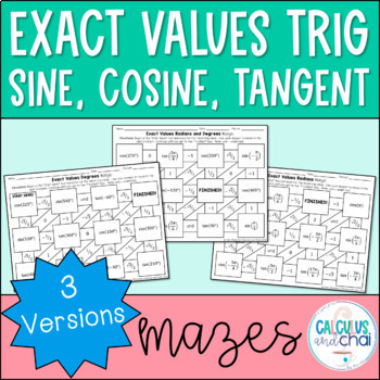 Preview of Exact Values of Trig