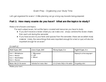 Preview of Exam Prep - Organizing your Study Time (with editable calendar)