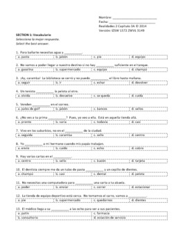 Examen Capitulo 3a Realidades 2 Sqd S Handouts And Lessons Tpt