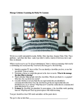 Preview of Examining Modern Media: FREE Blog Assignment (Distance Learning Friendly)