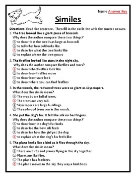 Examining Similes Worksheet Similes Practice The Meaning of Similes