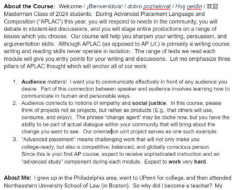 Preview of Example AP Language Syllabus / Course Description Sheet / Sequence of Units