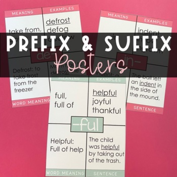 Preview of Examples of Prefixes and Suffixes Words Posters