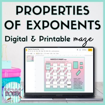 Preview of Properties of Exponents Digital and Printable Activity for Algebra 