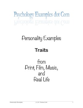Preview of Examples of Trait Theory