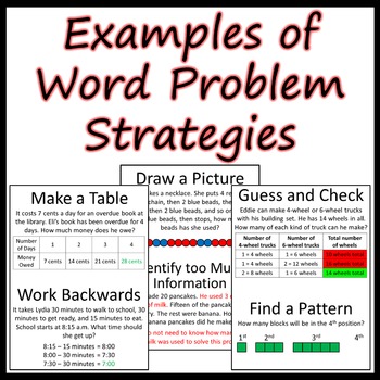 Preview of Examples of word problem strategies