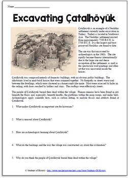 Preview of Neolithic Settlement Archaeology Reading Worksheet