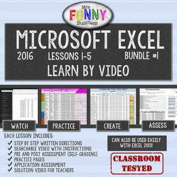 Preview of Excel 2016 Video Tutorial Lessons - BUNDLE #1 (Lessons 1-5)