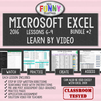 Preview of Excel 2016 Video Tutorial Lessons - BUNDLE #2 (Lessons 6-9)