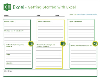 Preview of Excel Basics Notepad / Worksheet