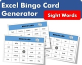 Excel Bingo Card Generator for Sight Words loaded with all