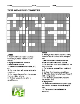 Preview of Excel Crossword & Label Parts of Screen