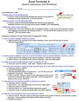 Preview of Excel Formulas A Technology Lesson Plan & Materials