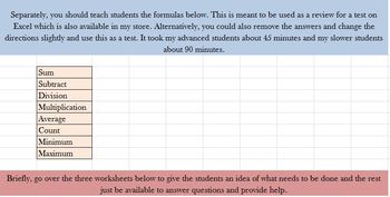 Preview of Excel Formulas Practice Test