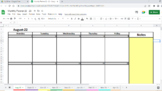Excel Google Sheets Digital Monthly Planner Lesson Plan Template Editable