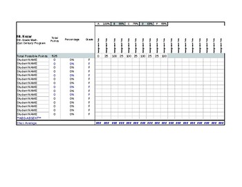 Preview of Excel Grade book and Progress Reports