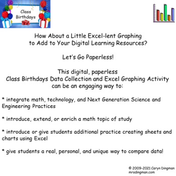 Preview of Excel Graphing Classroom Birthdays with Digital Student Directions