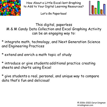 Preview of Excel Graphing M & M Candy with Digital Student Directions