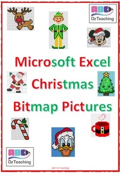Preview of Excel Skills Christmas Mickey Mouse Pixel Art
